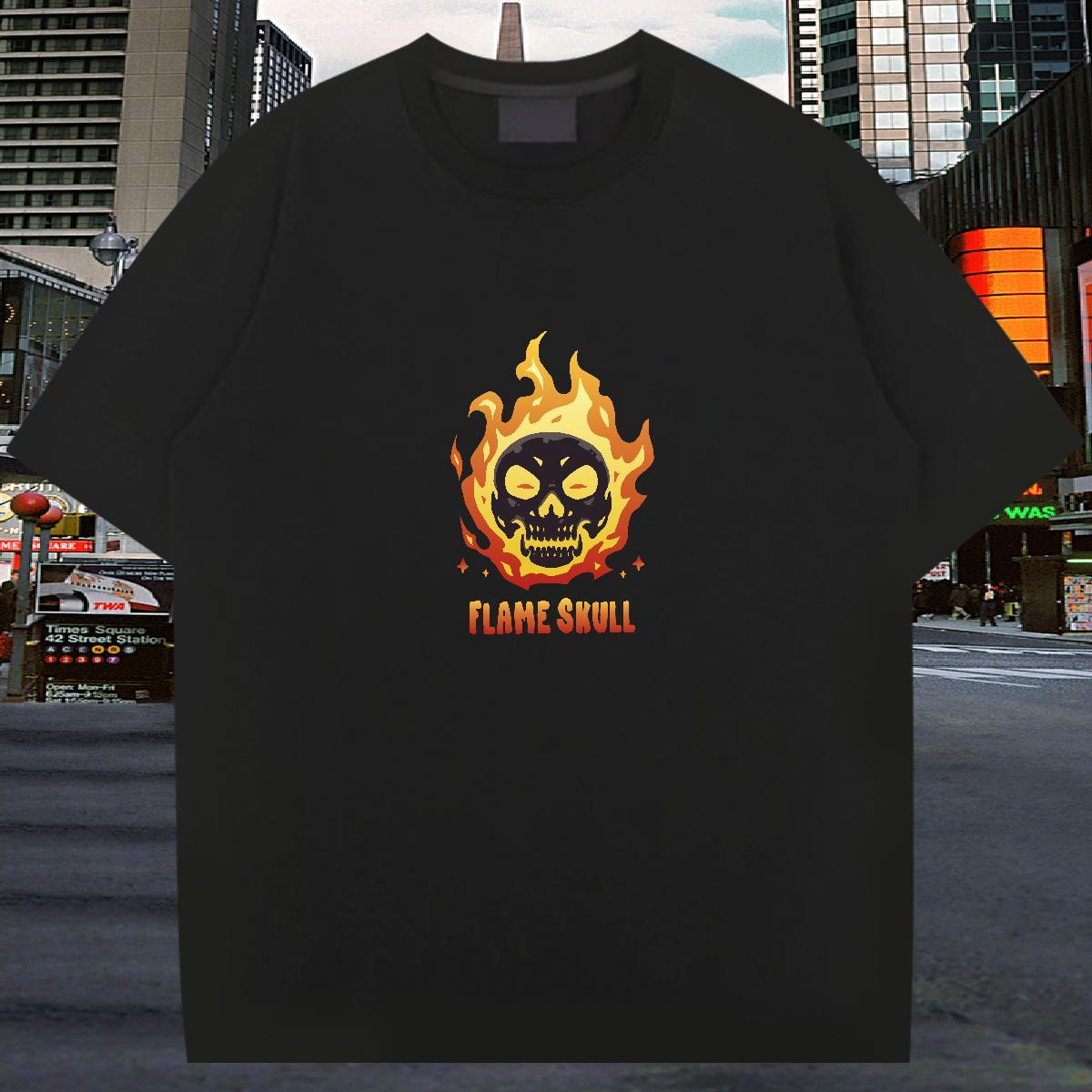 Comfortable Mens T Shirts 230g Cotton skull Summer Casual DIY Printed Breathable Short Sleeve Men Tops Tees 2024 Clothings
