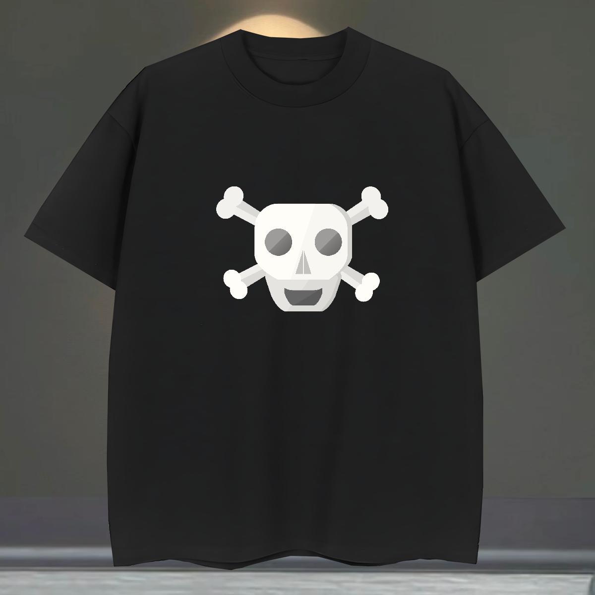 Cool Design T-Shirts for Men 230g 100% Cotton skull High Street Hip Hop White Plus Size Breathable Crew Neck Men Tops Tees Fashion Designer Clothings