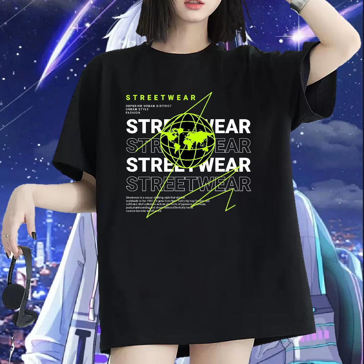 Female Tshirt for Man Woman 230g Pure Cotton letter Spring Summer T Shirts Women Breathable Crew Neck DIY Anime Printed Tee Shirt