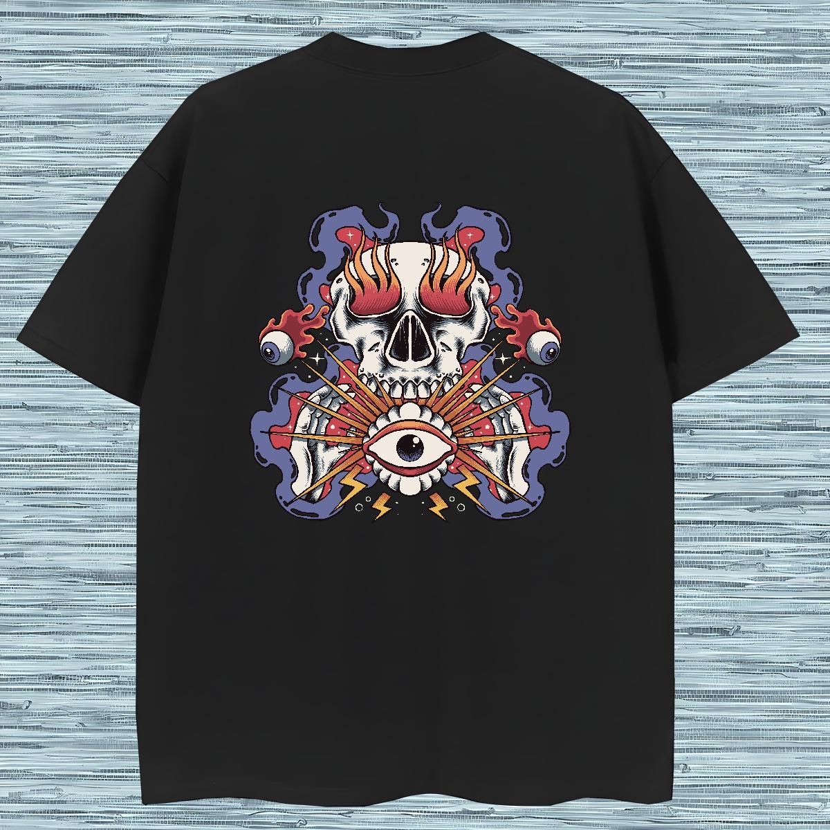 Popular T Shirt For Man 230g 100% Cotton skull Casual Beach White Plus Size Breathable Crew Neck Mens Tshirts New Arrival Polos