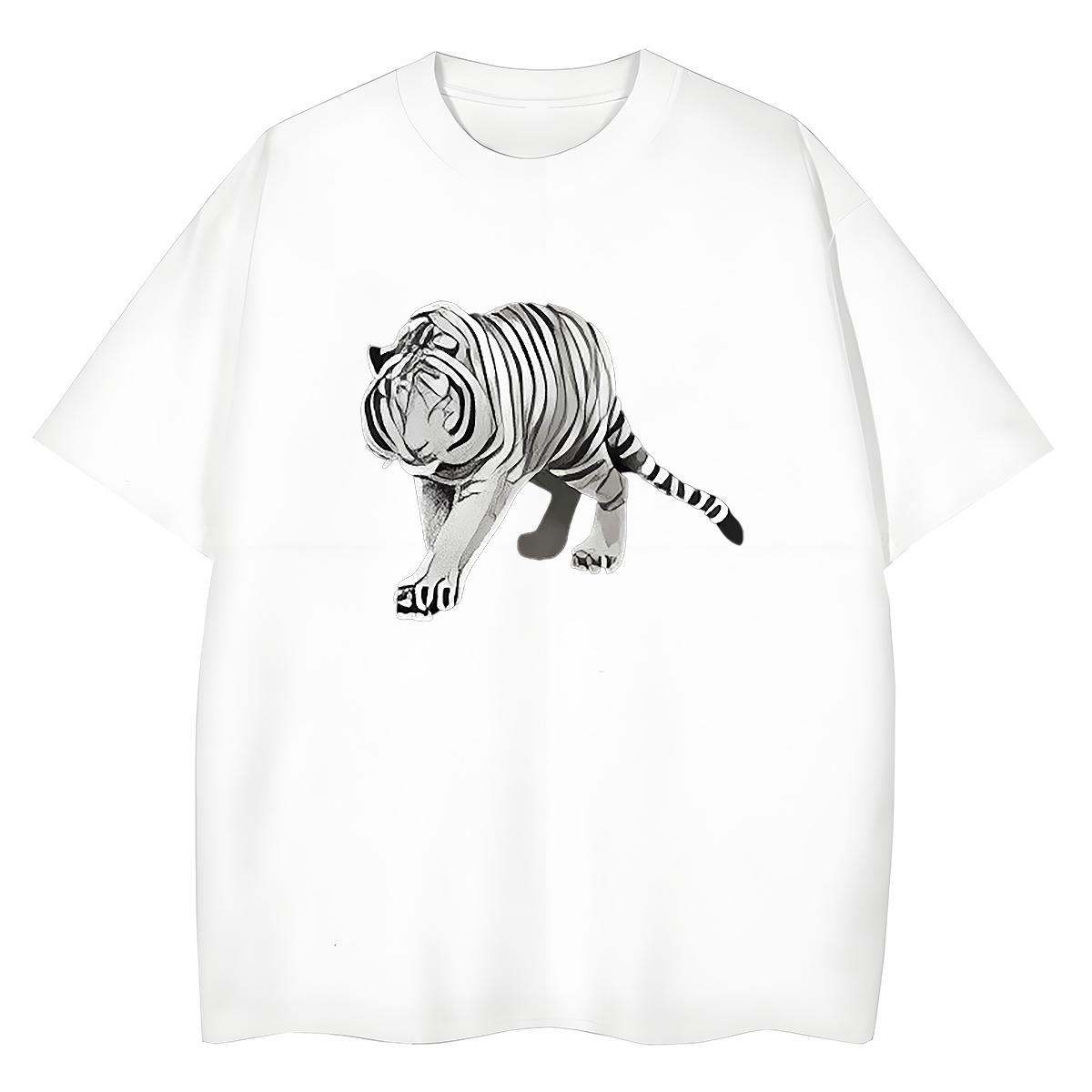 Custom Men Clothes T-Shirt tiger Street wear Hip Hop 230g Cotton Tee Shirt Breathable Short Sleeve Designer Mens T Shirts Plus Size Cartoon
