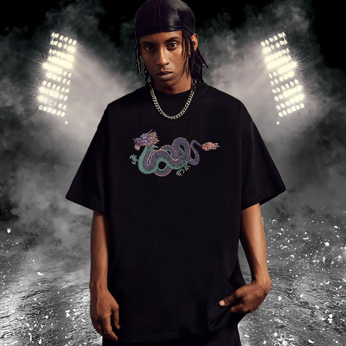 High Quality T Shirts Men 100% Cotton 230g dragon Casual Beach Custom Anime Breathable Crew Neck Couples T Shirts 2024 New Tees