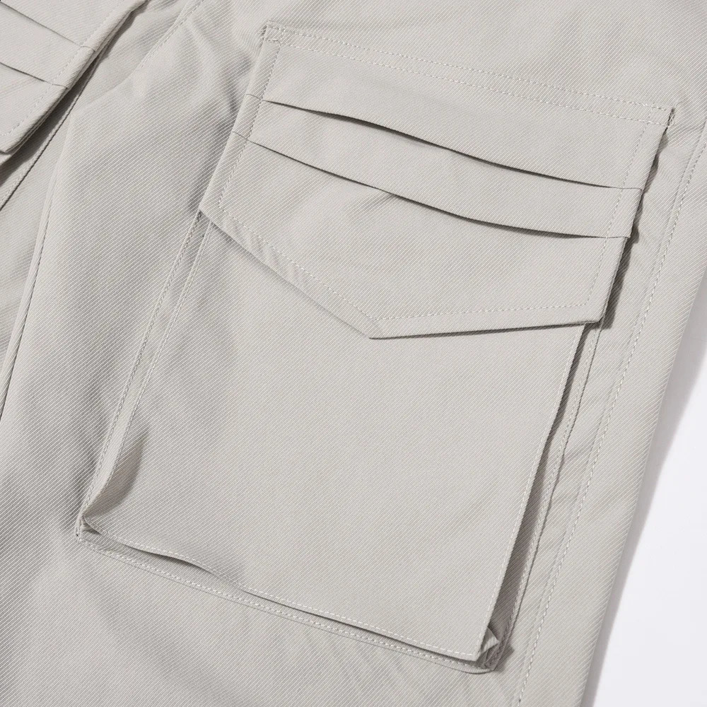 Retro cargo pants mens solid color large pocket straight wide leg casual 240823