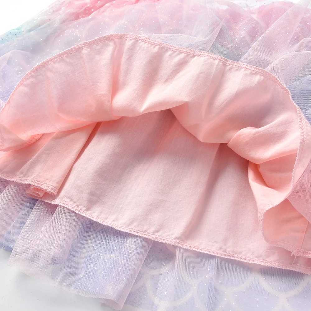 DXTON Summer Childrens Dress Girl Mermaid Pattern Printed Flying Sleeve Childrens Party Princess Dress Girl Casual Clothing W240823