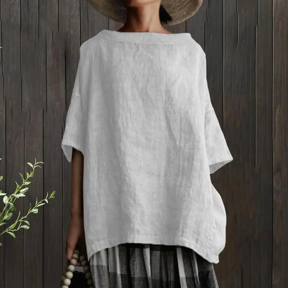 Pullover Top Comfortable Half Sleeve Lady Summer Casual Tee Shirt Stitching n Anti-Pilling Pullover Blouse Streetwear 240823