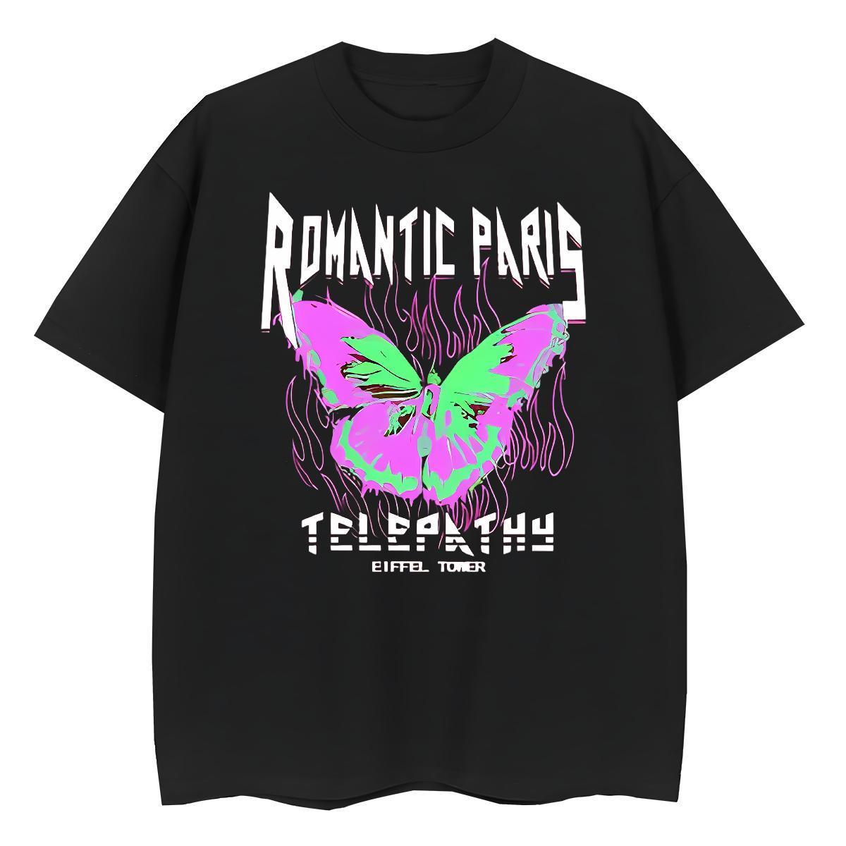 Designer Fashion Men Tshirts Butterfly Beach 100% Cotton 230g Tee Shirt Pure Cotton Loose Fit T Shirt For Man Oversized 4XL