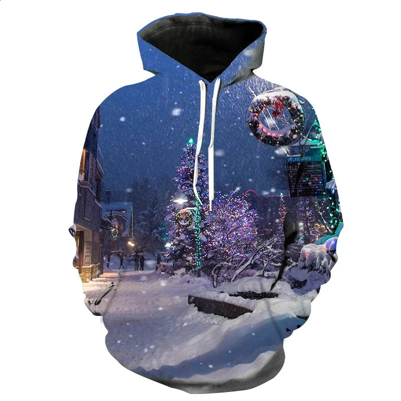 Christmas Mens Hoodie 3D print casual Christmas Tree Old Man Hoodie Men Harajuku Streetwear Oversized Sweatshirt Men 240823