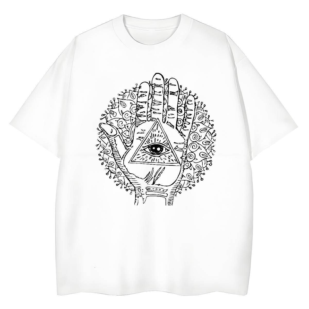 Loose Fit T-Shirts 230g 100% Cotton eye of the devil High Street Hip Hop Plus Size Cartoon Breathable Short Sleeve Men Tshirts Custom Wear