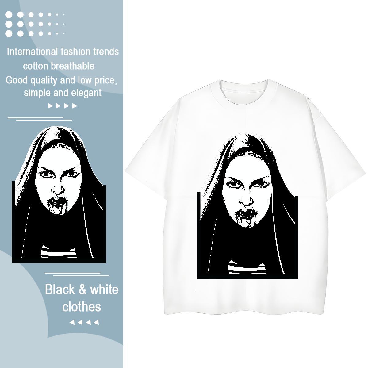 Designer Tshirt for Man Woman 230g 100% Cotton nun Spring Summer T Shirts Women Short Sleeve O-Neck Black White Tops
