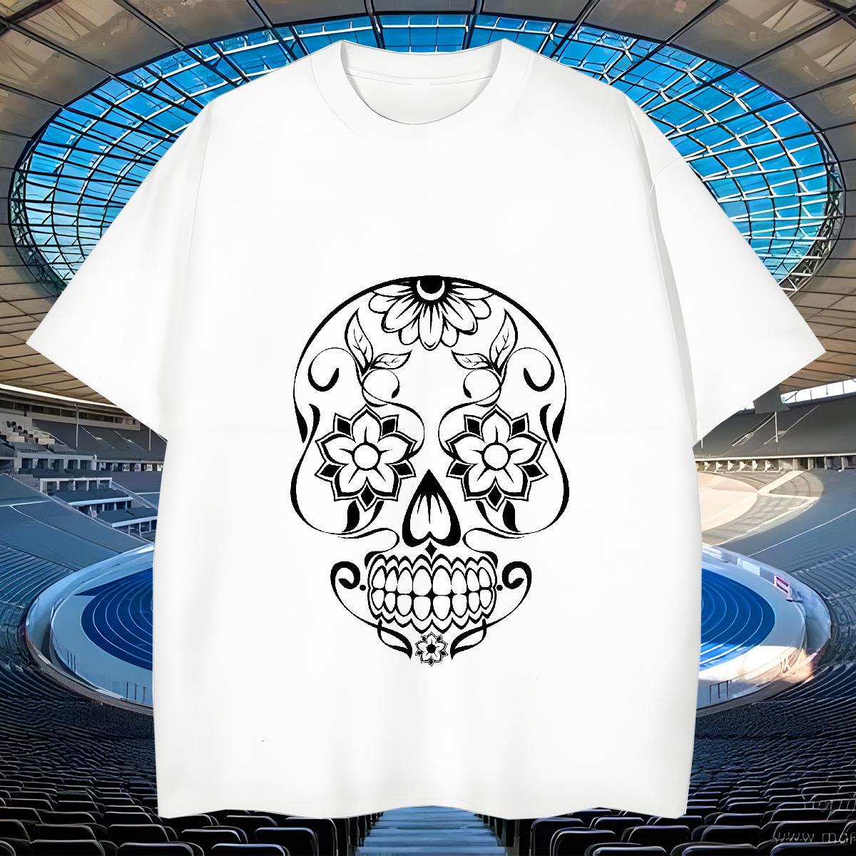 Classic T Shirts Men 230g Cotton skull Street Casual DIY Short Sleeve Soft Men Tops Tees Free Shipping Top Tees