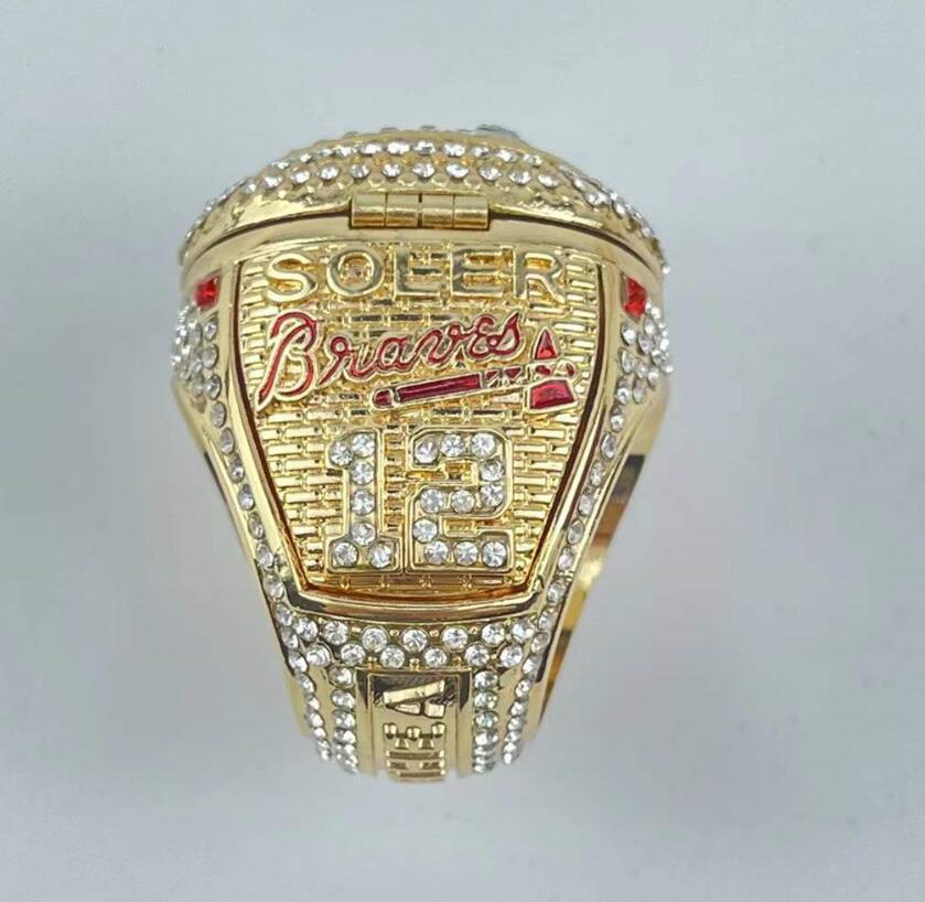 Band Rings Player Name Soler Man Albies World Series Baseball Braves Team Championship Ring With Wooden Display R250425
