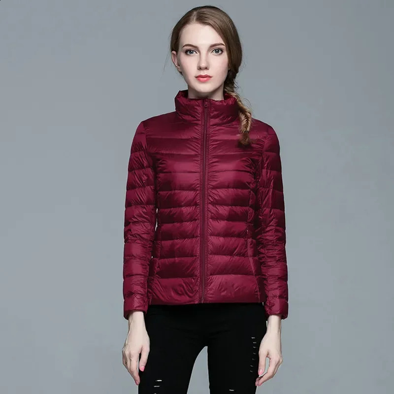 Fashionable winter autumn womens long sleeved white duck down jacket casual windproof hooded 240823
