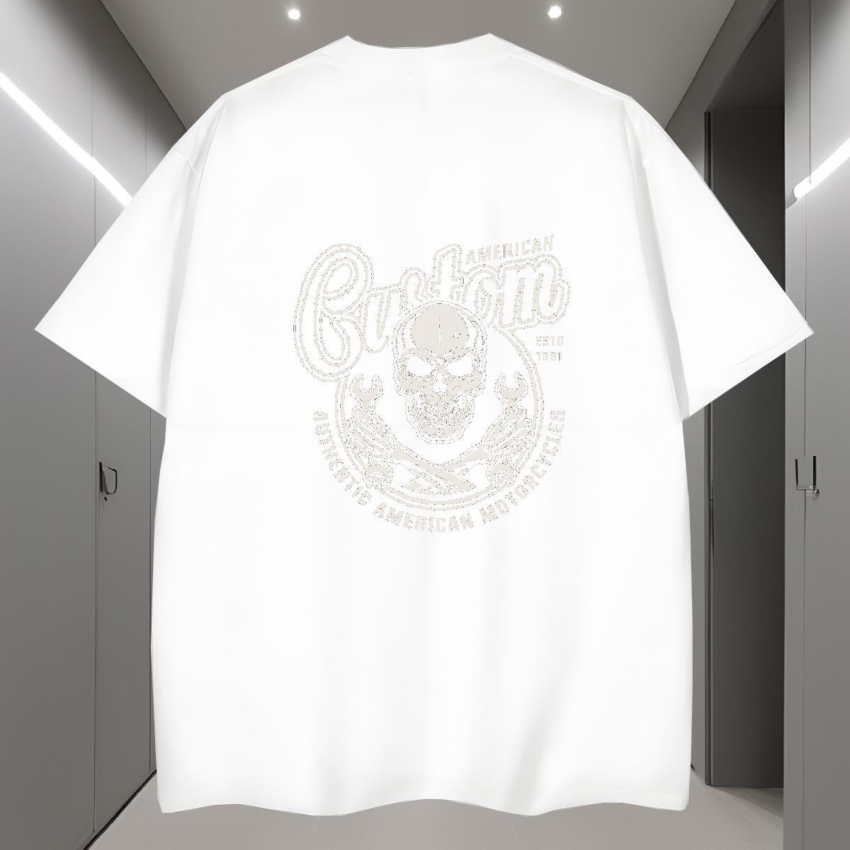 Cool Design T-Shirts for Men 230g Cotton skull Casual Beach Asian Size Short Sleeve Soft Men Clothes T-Shirt Stylist Tees Shirts
