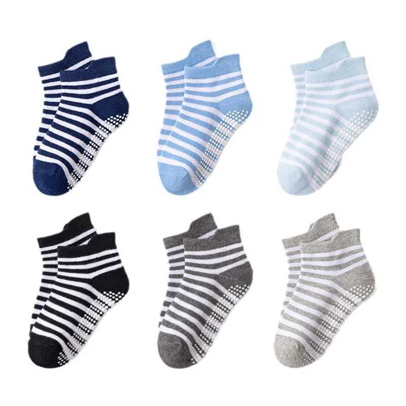 6 Pairs 0-5 Years Old Non-Slip Kids Socks with Grip Little Girls Boys Ankle Socks Infants Toddlers Children Floor Socks CL240824