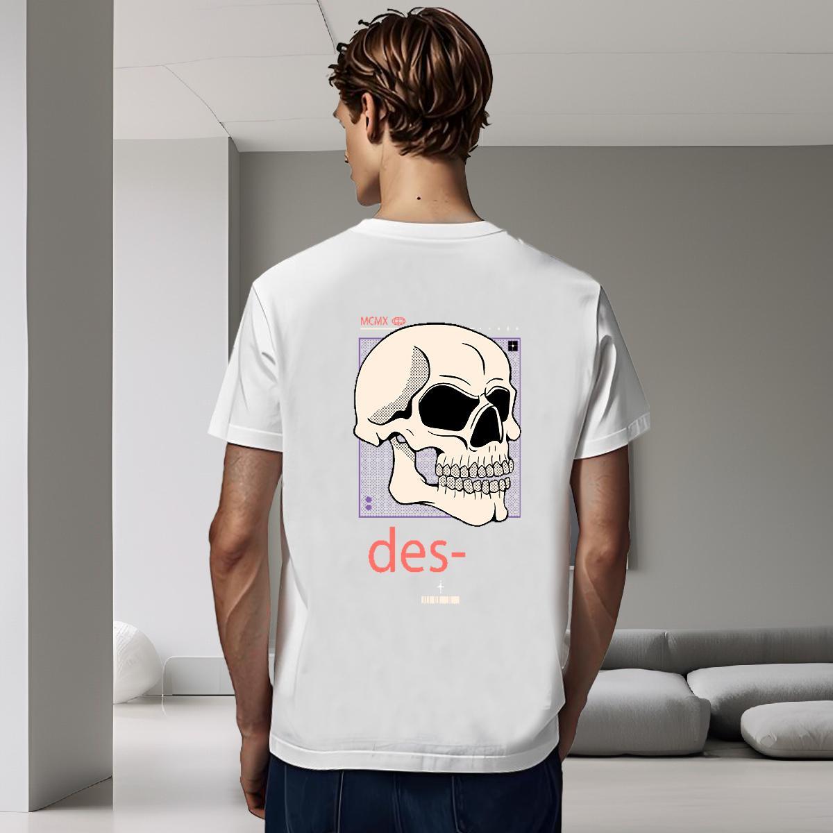 Cool Design T-Shirts 230g Pure Cotton skull High Street Hip Hop Custom Anime O Neck Short Sleeves Men Tops Tees 2024 Designer Polos