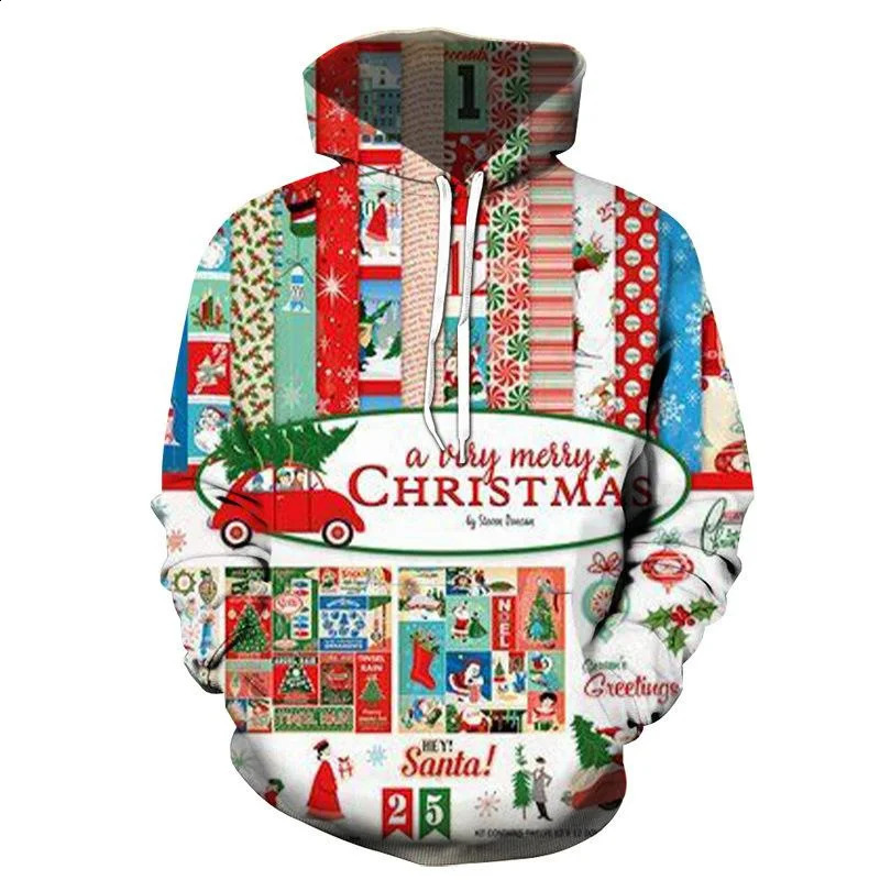 Christmas Ugly Sweater in Sweatshirts Hoodies for Men Clothinig Winter Warm Hoodie Funny s Hooded Pullovers Tops 240823