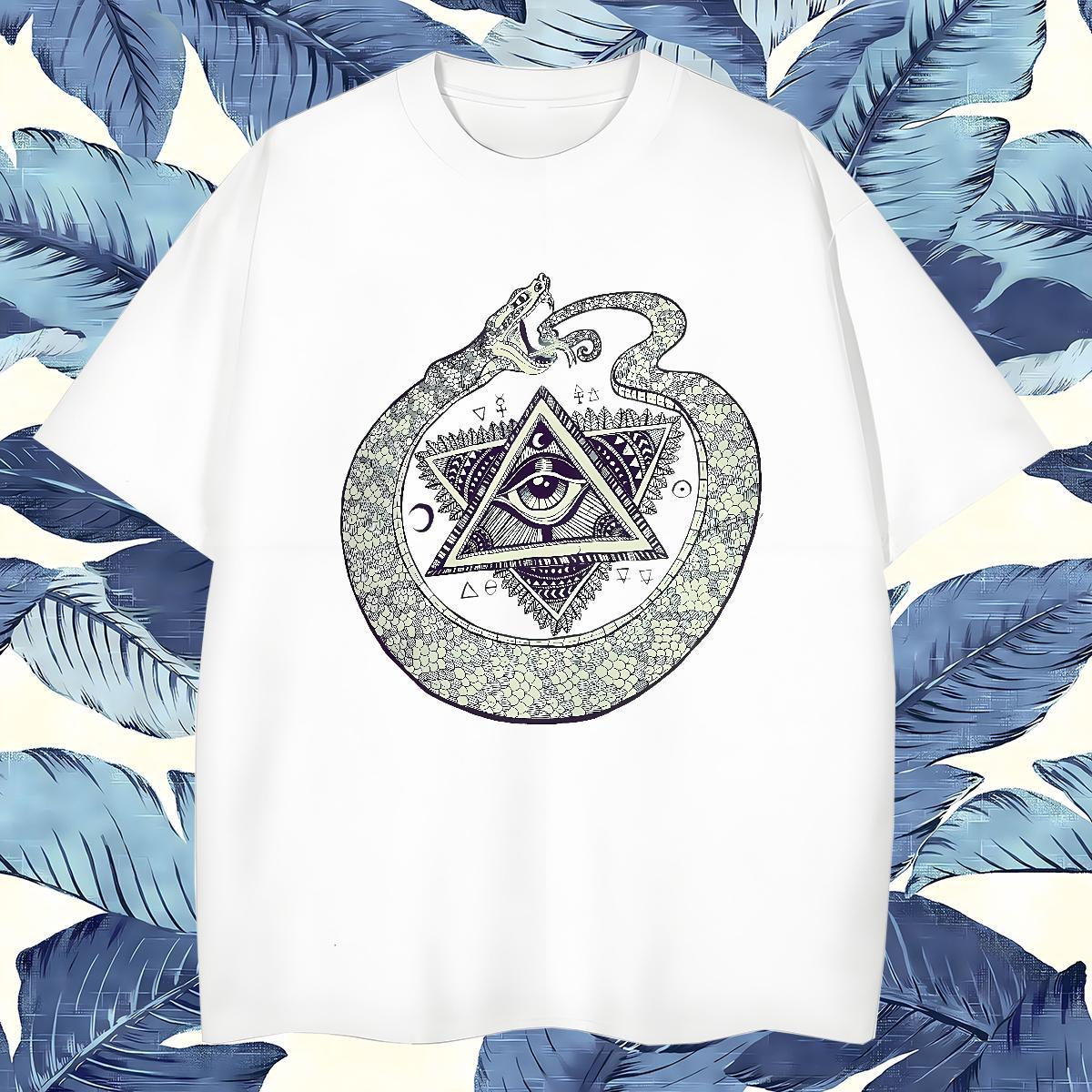 Unisex Men T Shirts 230g Pure Cotton eye of the devil Casual Daily Wear Anime Breathable Short Sleeve Men Tees Factory Direct Tops