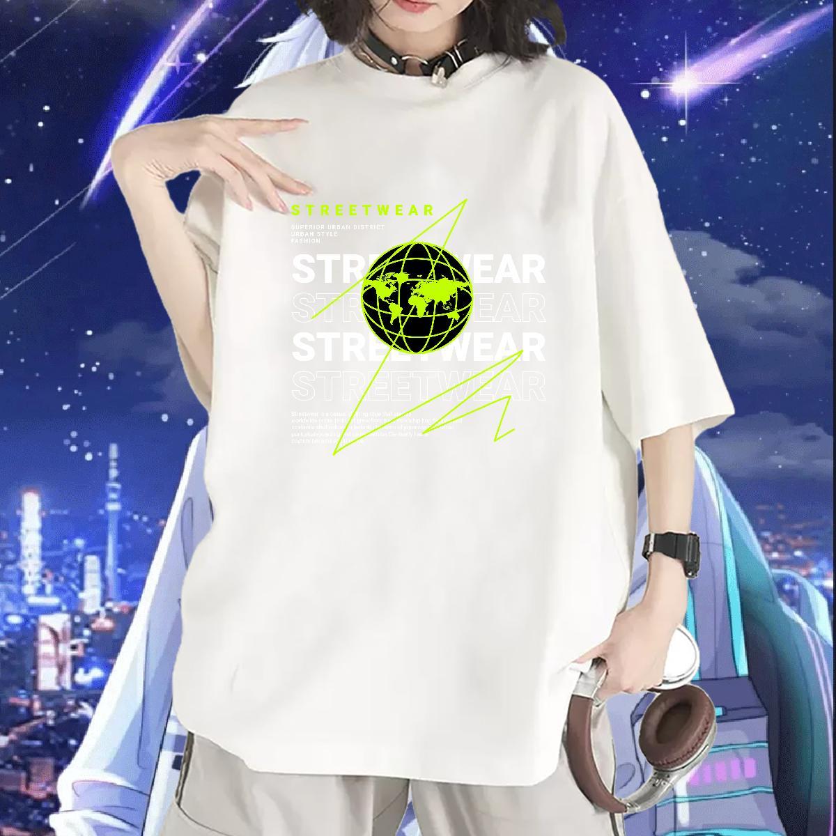Female Tshirt for Man Woman 230g Pure Cotton letter Spring Summer T Shirts Women Breathable Crew Neck DIY Anime Printed Tee Shirt