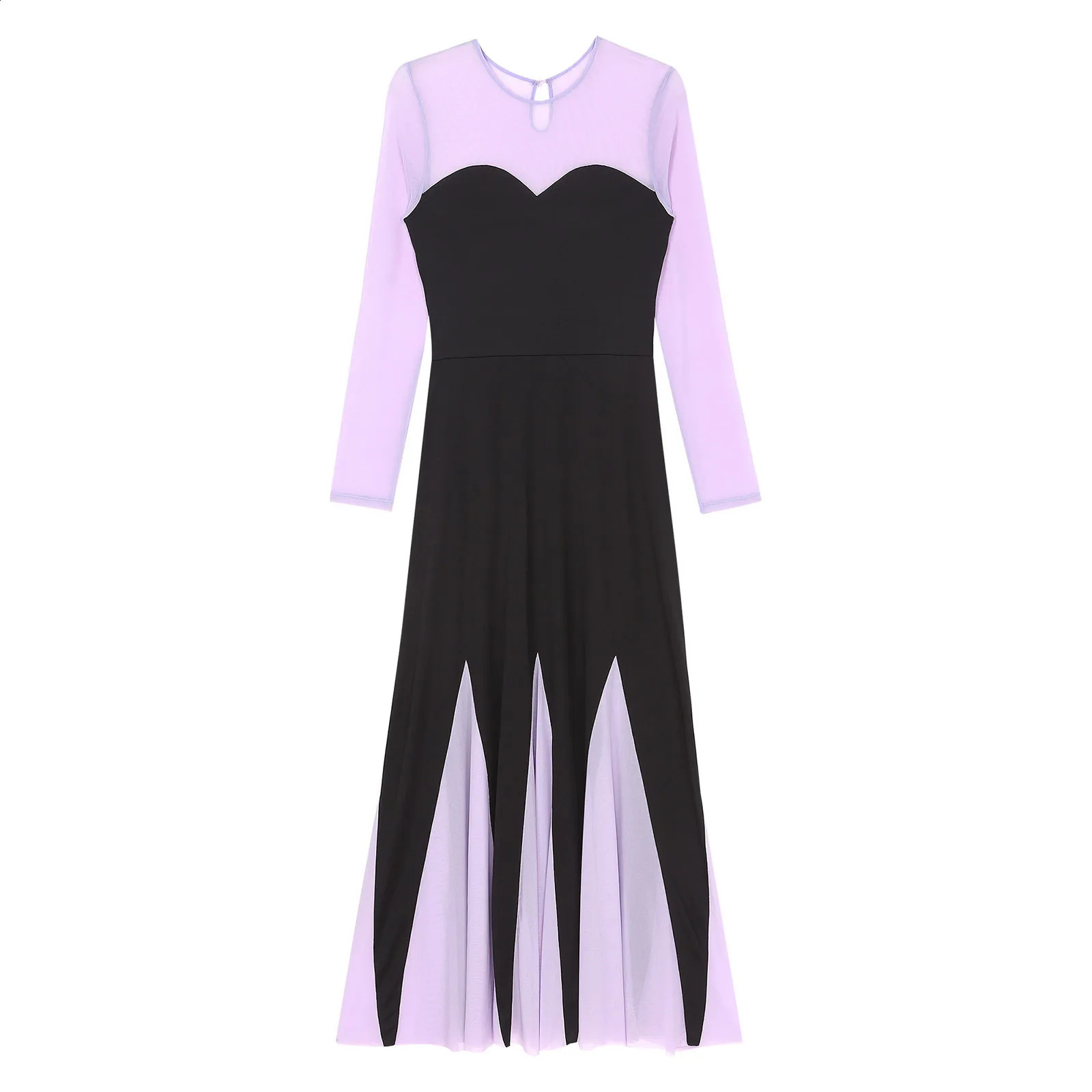 Womens Halloween mermaid Ursula cosplay costume long sleeved black purple ALine Maxi dress theme party octopus 240823