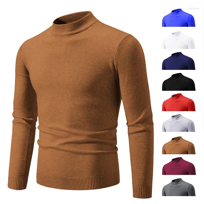 Men's Sweaters Autumn Winter Designer Fashion Half Turtleneck Knitted Sweater High Quality Mens Casual Solid Color Warm Women