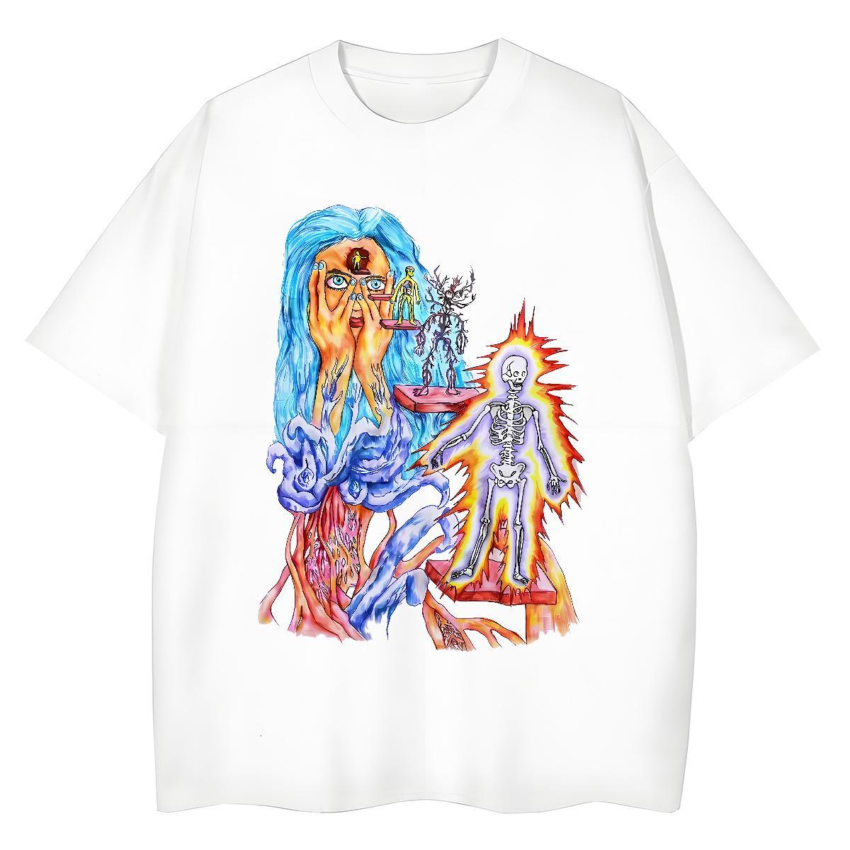 Lady Woman Tshirt 230g Cotton cartoon Casual T shirt O Neck Short Sleeves Custom Print Plus Size Tops