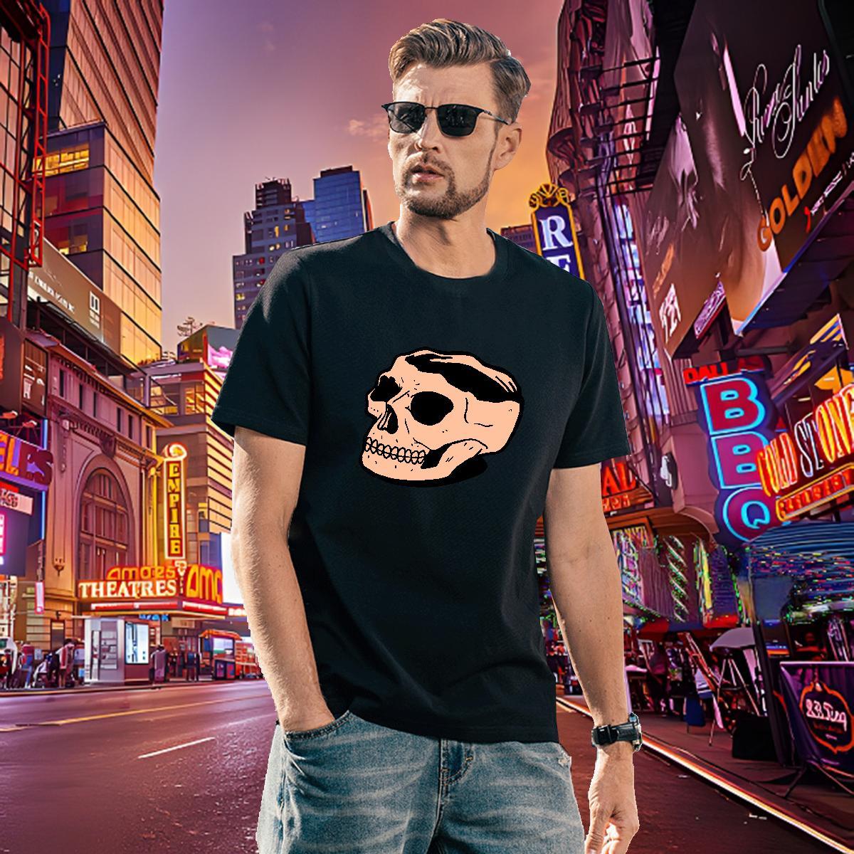 Brand T Shirts Men 230g Pure Cotton skull Street Oversized 3XL 4XL Breathable Soft Men Clothes T-Shirt DIY Customized Tees Shirts