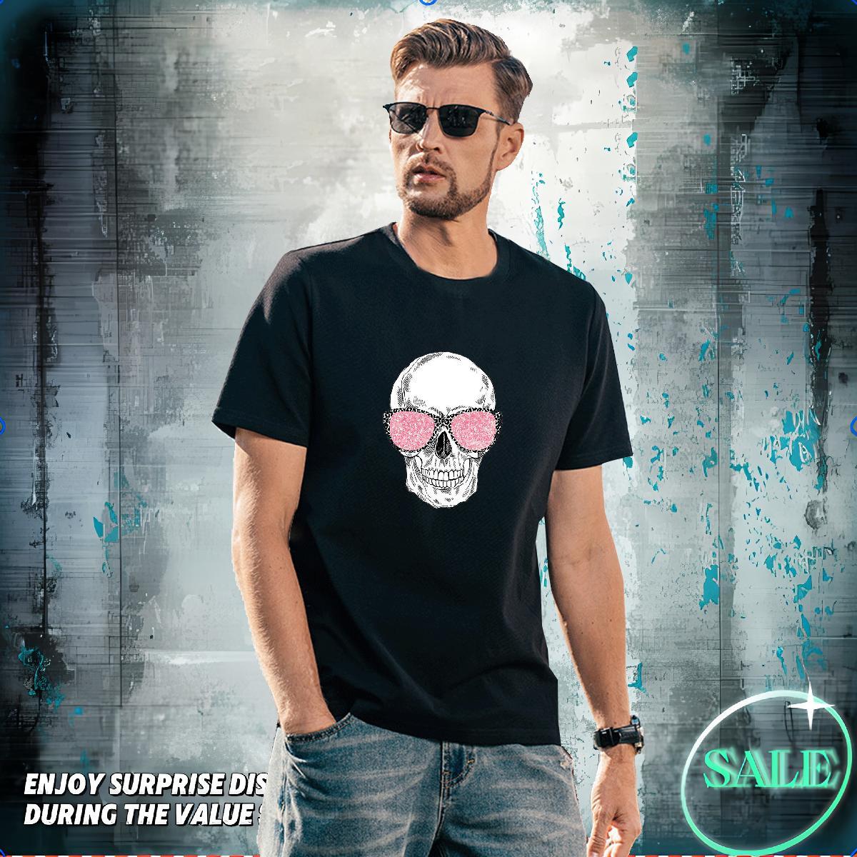 Brand Mens T Shirts 230g Pure Cotton skull Street Wear Graphic Breathable Soft Men Tshirts 2024 Designer Clothes