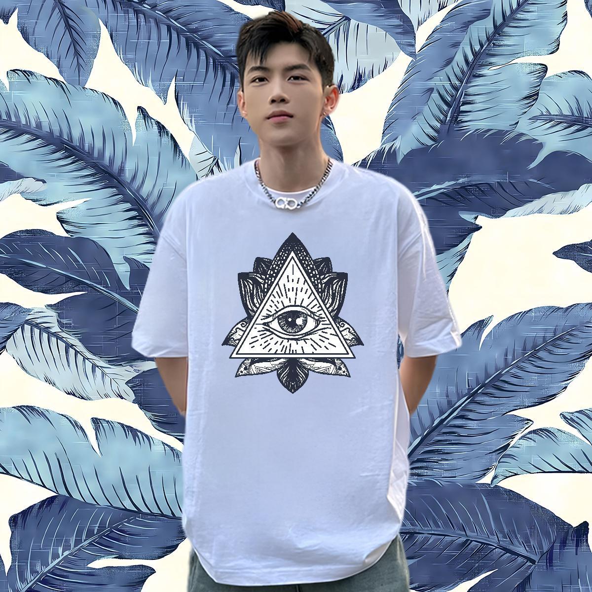Unisex Man T Shirts 100% Cotton 230g eye of the devil Street wear Hip Hop Cartoon Print Breathable Short Sleeve Men Tops Tees Free Shipping Tees Shirt