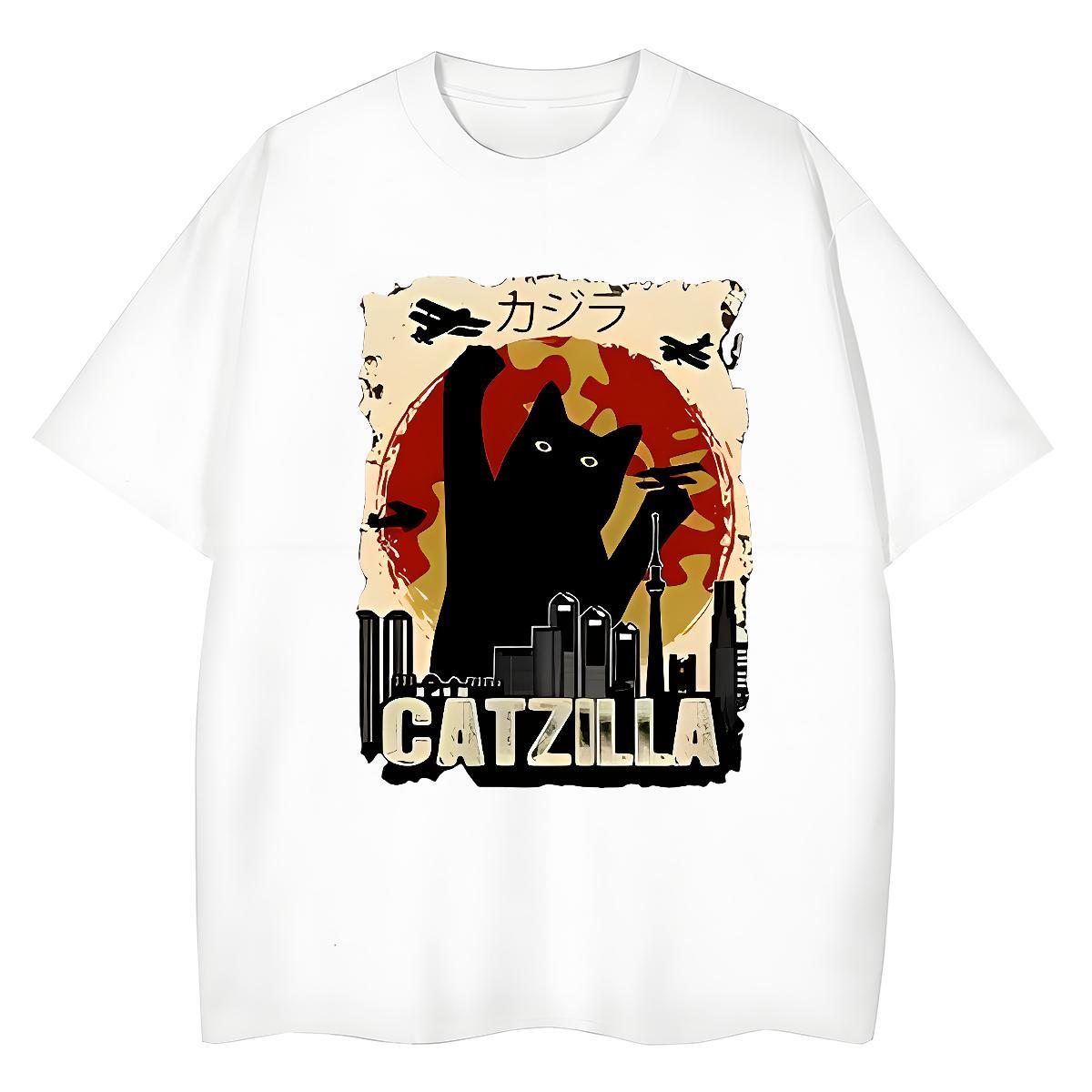 DIY Customized Men Tshirts cat High Street Hip Hop 230g Pure Cotton Tops Tees O Neck Short Sleeves Free Shipping Men T Shirts Black White