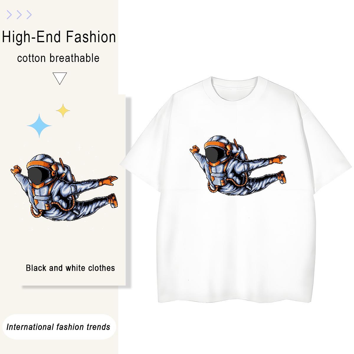 Unisex Lady T shirt 230g Pure Cotton cosmonaut Daily Outfit T-Shirts Short sleeve Soft Customized Clothings