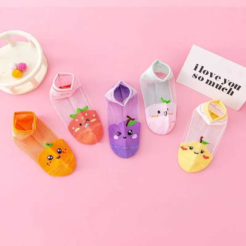 5 pairs of girls socks summer ultra-thin cassette socks soft and breathable non-stuffy candy-colored socks sweet little princess CL240824