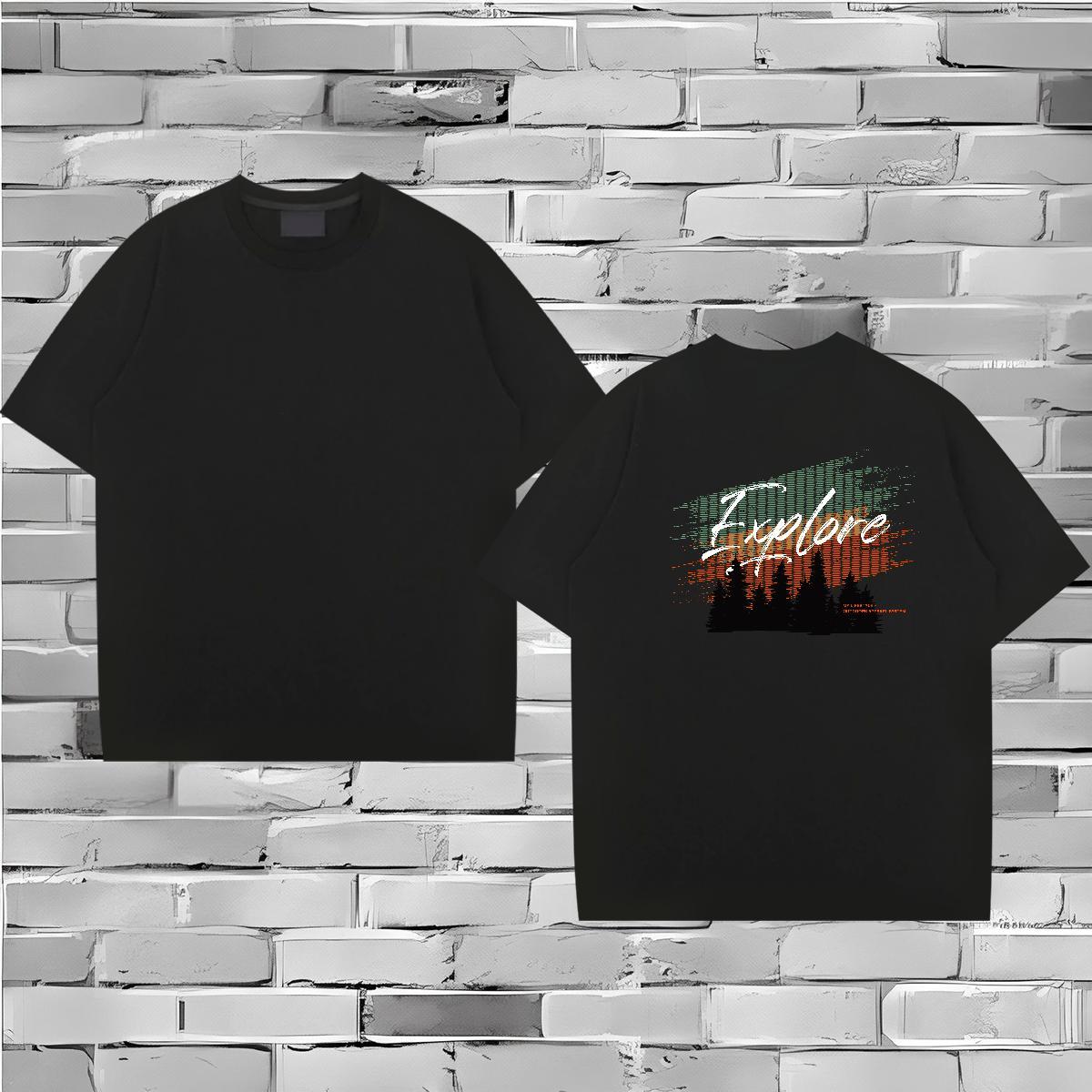 Loose T-Shirts for Men 230g Cotton letter Casual Daily Wear Anime Short Sleeve Soft Men Tshirts Classic Tops Shirt