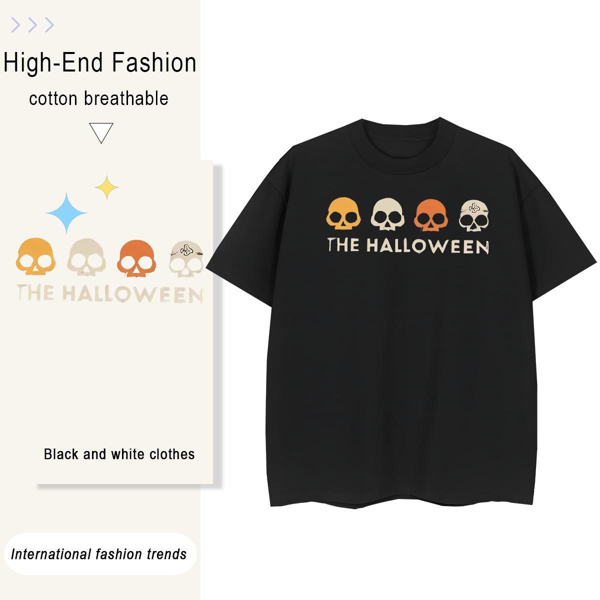 Stylist Tshirt for Man Woman halloween Casual Beach 230g Cotton Clothings O-Neck Short Sleeve Cool T Shirt For Man Floral Print