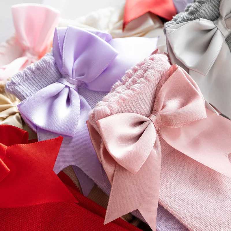 12 Colors Girls Socks Double Bows Cotton Baby Children Sock Soft Baby Long Tube Socks Kids Princess Knee High Socken For 0-7Y CL240824