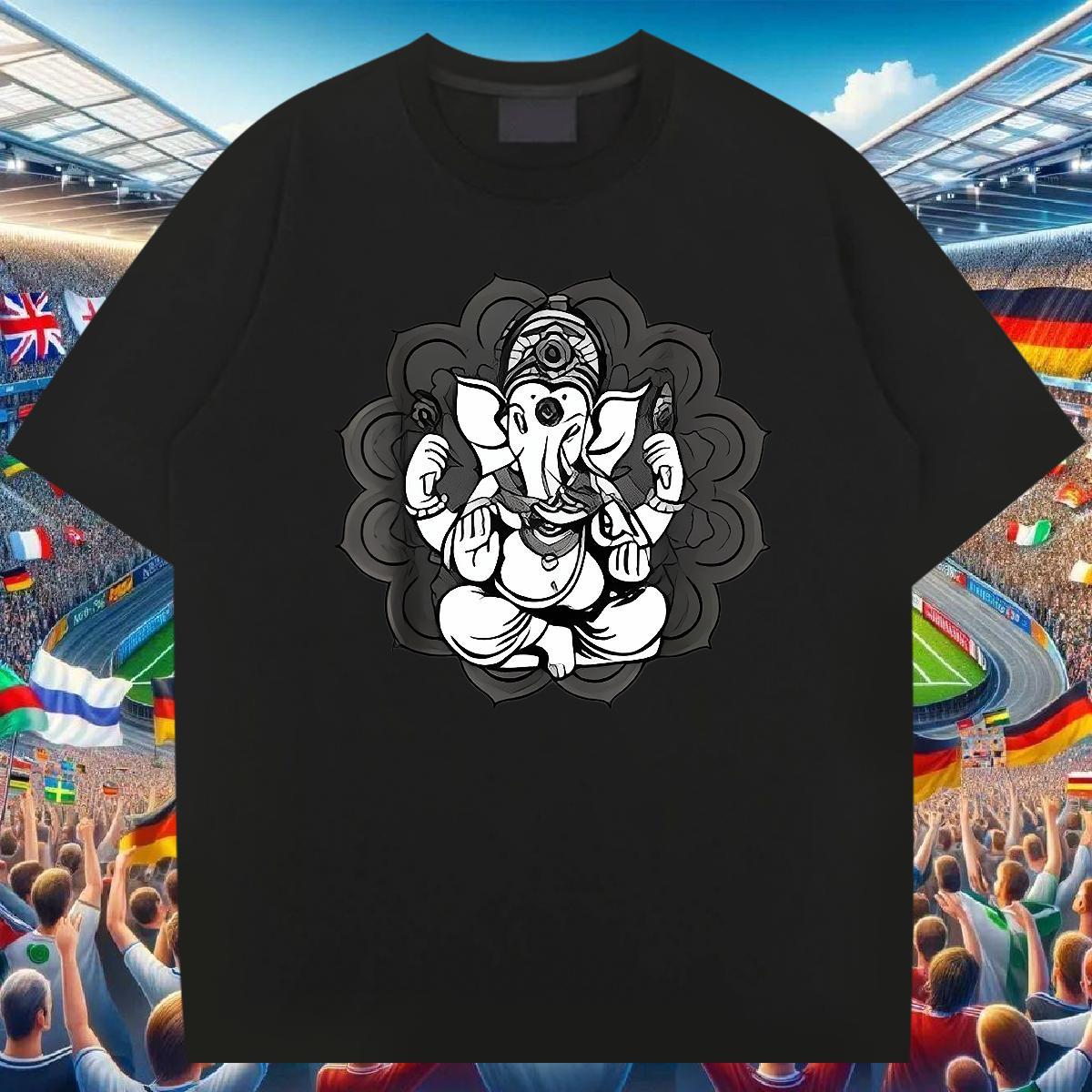 Brand Man T Shirts 230g 100% Cotton Ganesha Daily Wear Oversized 4XL Breathable Soft Mens Tshirts Fashion New Tops Tees