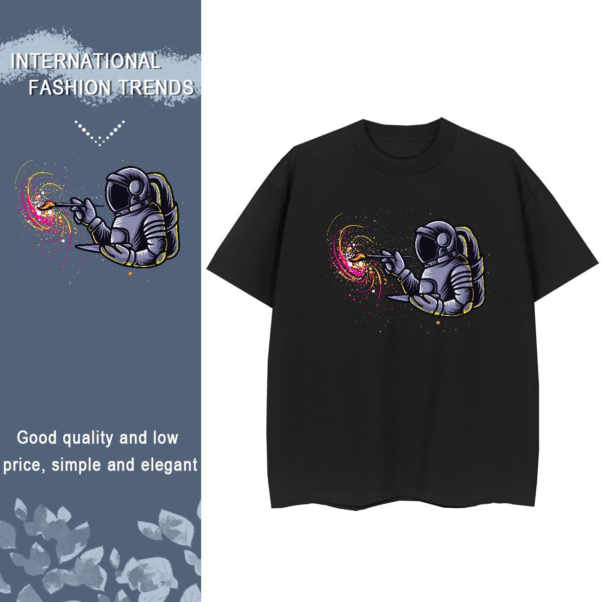 Unisex Womens Tshirts 100% Cotton 230g cosmonaut Sports Street Wear T-Shirts O-Neck Short Sleeve Customized Print Clothings