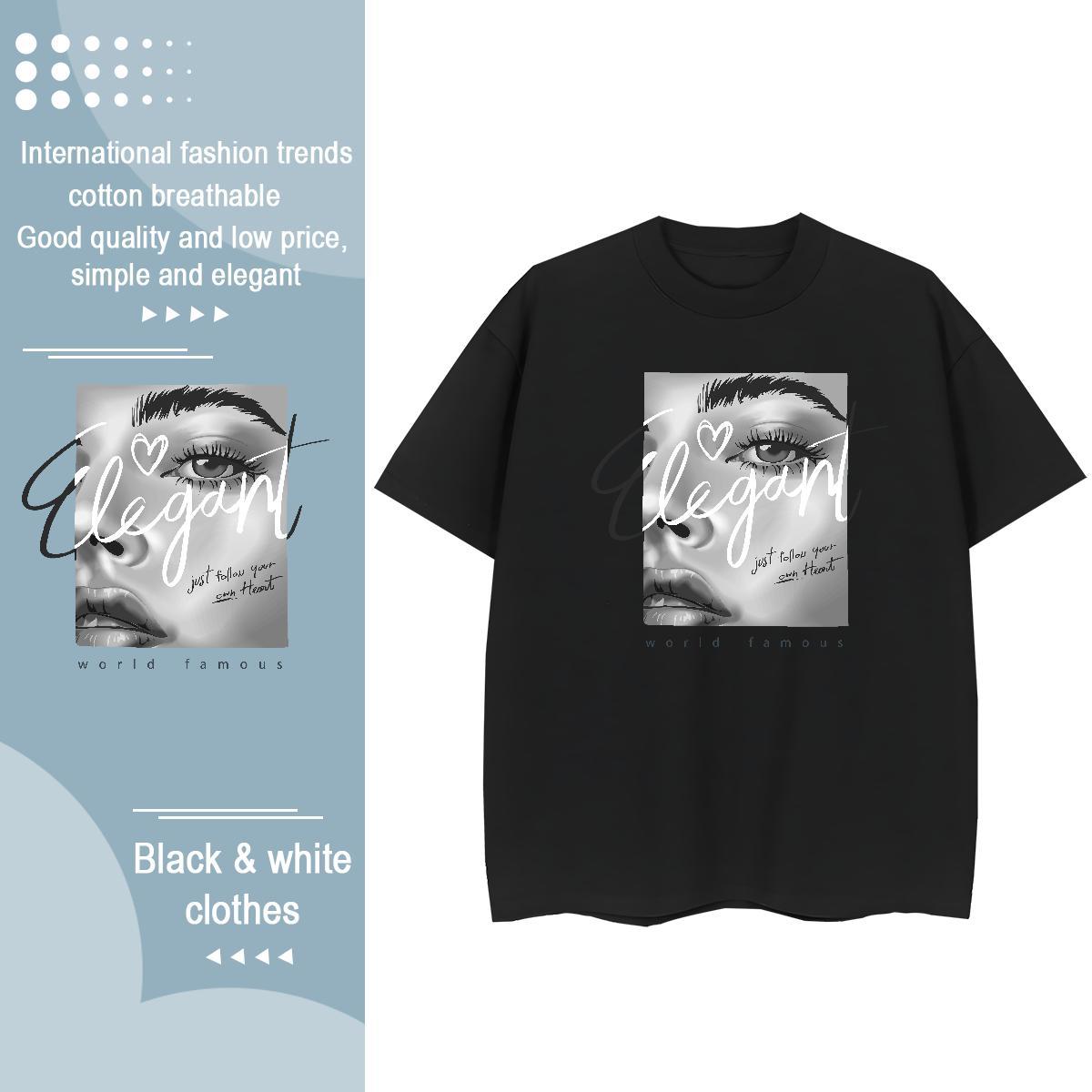 High Quality T Shirt For Man 230g Cotton eyes Spring Summer Anime Print Round Neck Short Sleeve Couples T Shirts New Designer Polos