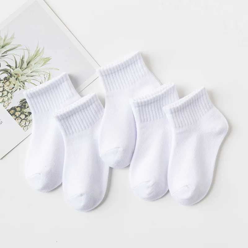 5 Pairs/Lot Summer New Children Cotton Socks Fashion Pure Black White Gray For 1-12 Years Kids Teen Student Baby Girl Boy Socks CL240824