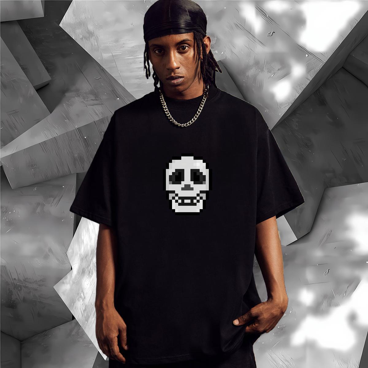 Cool Design Mens T Shirts 230g Pure Cotton skull Anime Printing Street Custom Printed O-Neck Short Sleeve Men Clothes T-Shirt Wholesale Tops