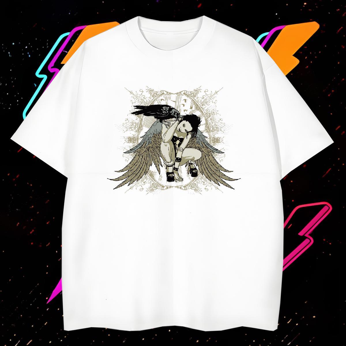 Cool T-Shirts for Men 230g 100% Cotton angel Sports Casual Customized Print Breathable Crew Neck Mens Tshirts Classic Casual Tees Shirts