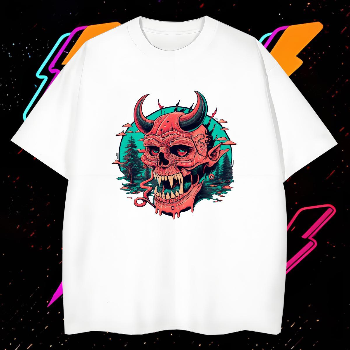 Soft T shirt 230g Pure Cotton skull Hip Hop Street Oversized 4XL O Neck Short Sleeves Couples T Shirts Brand Tops