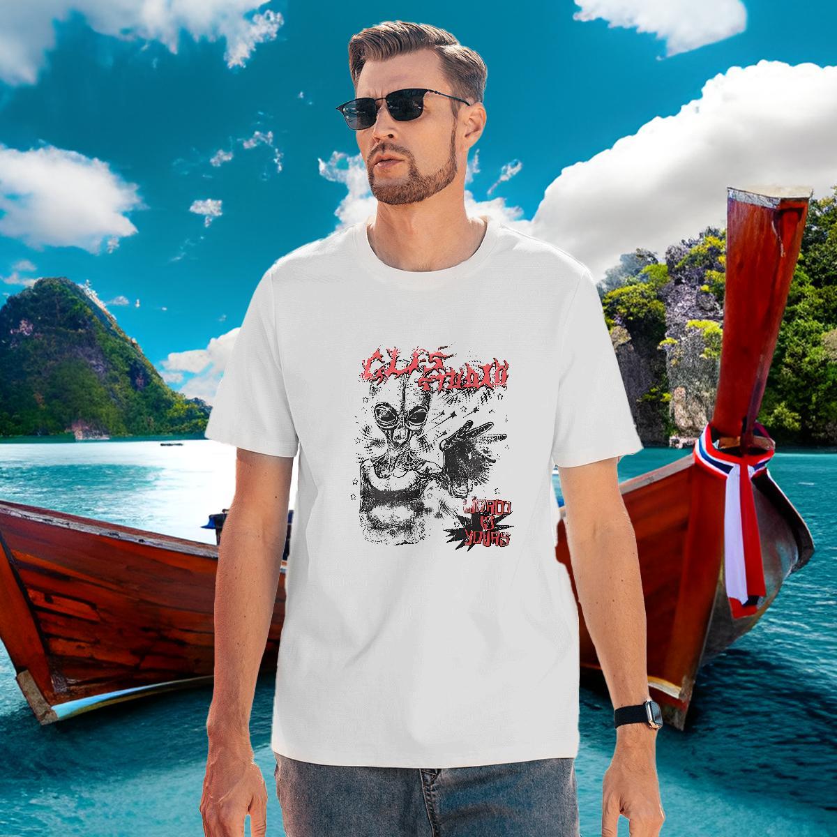 Comfortable T Shirts Men 100% Cotton 230g skull High Street Hip Hop Cartoon Printing L-4XL Crew Neck Breathable Men Tops Tees Fashion Design Top Tees