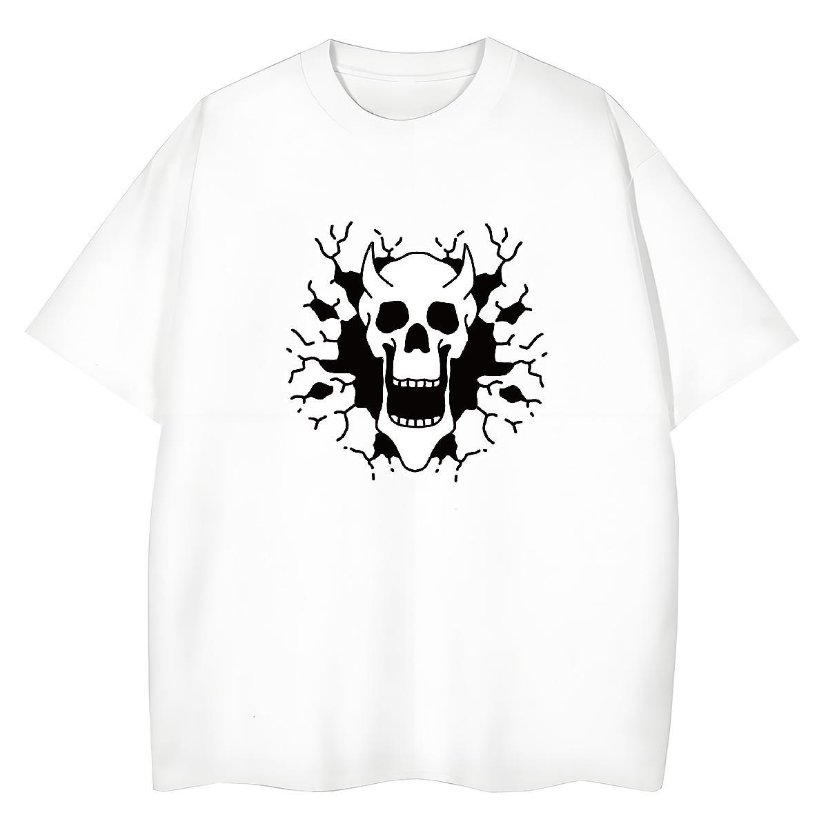 Popular Men T Shirts 230g 100% Cotton skull Street Wear DIY Printed Breathable Short Sleeve Tshirts New Designer Polos