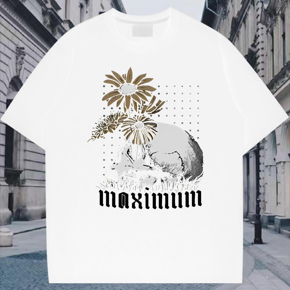Popular Men T Shirts 230g 100% Cotton skull Street wear Hip Hop Graphic Breathable Short Sleeve Men Tshirts Fashion Designer Tops Shirt