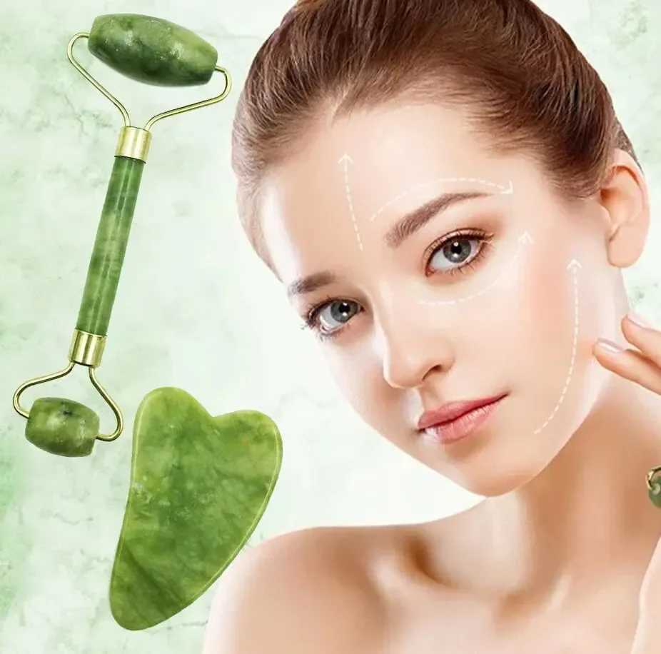 Massage Tool Facial Beauty Device Body Massage Device Facial Roller Exquisite Skincare Scraping Sheet Combination Set Green CL240824