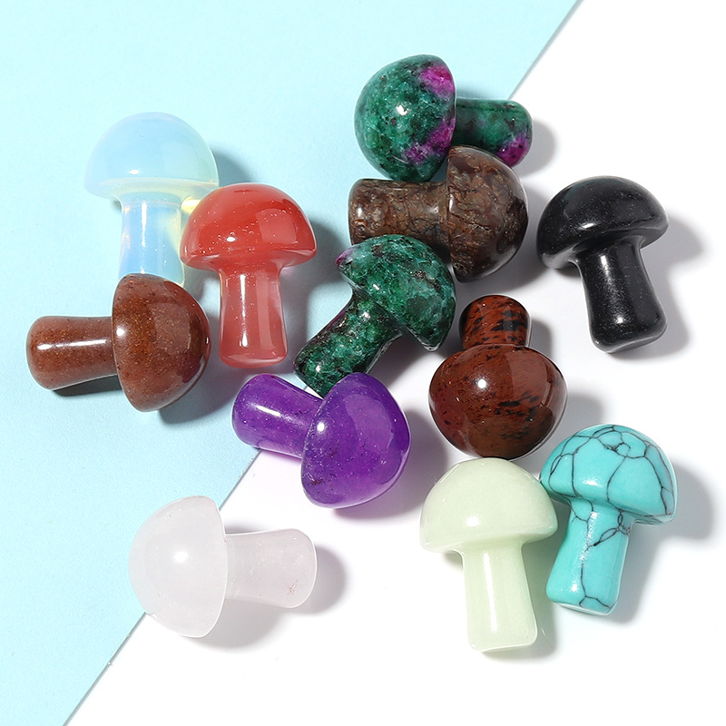 2CM Mushroom Reiki Healing Chakra Natural Stone Ornament Quartz Mineral Crystal Tumbled Gemstone Home Decoration Jewelry Making