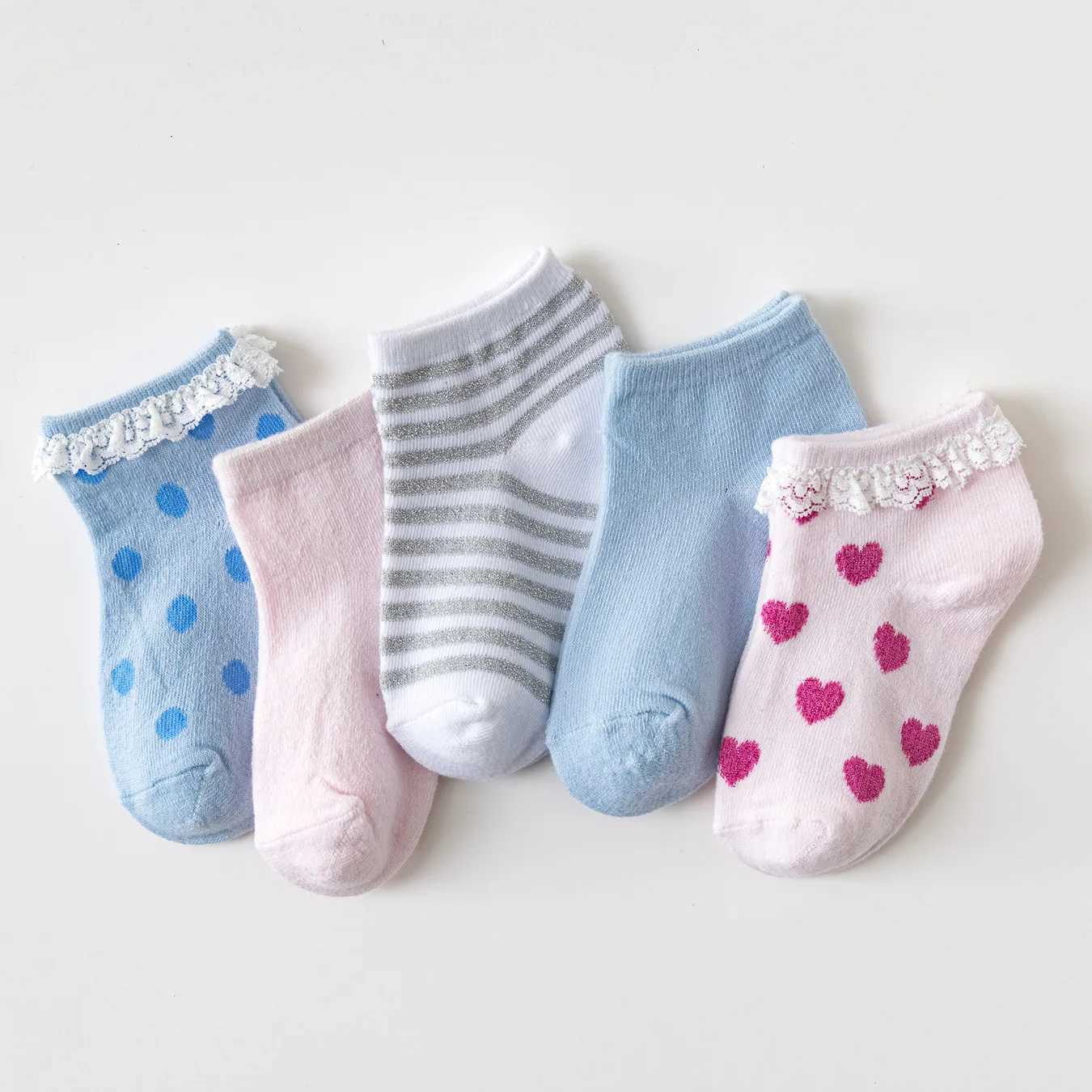 5 Pairs/lot 3-9 Years Children Socks Summer Breathable Thin Section Kids Short Socks Boys Girls Outside Sport Socks Boat Socks CL240824