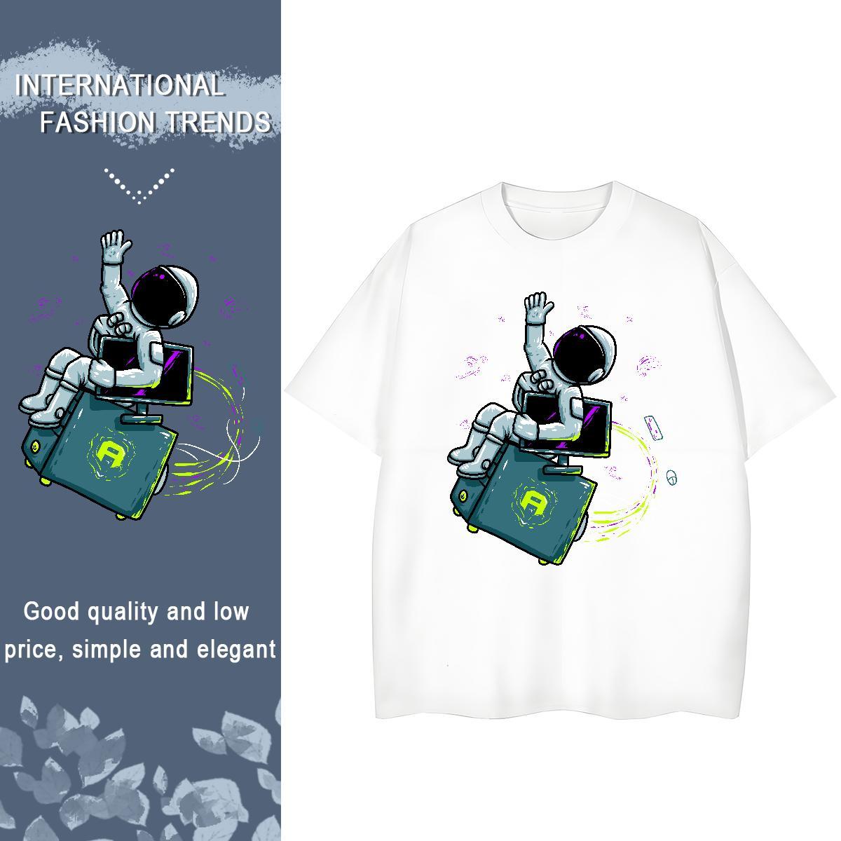Soft Lady T shirt 230g Pure Cotton space Spring Summer T-Shirts for Women Comfortable Cartoon Printing L-4XL Top Tees