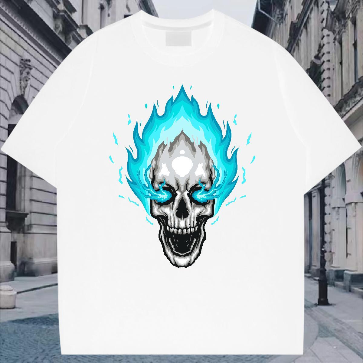 Designer Man T Shirts 100% Cotton 230g skull High Street Hip Hop Black White Breathable Short Sleeve Couples T Shirts Classic Casual Tops