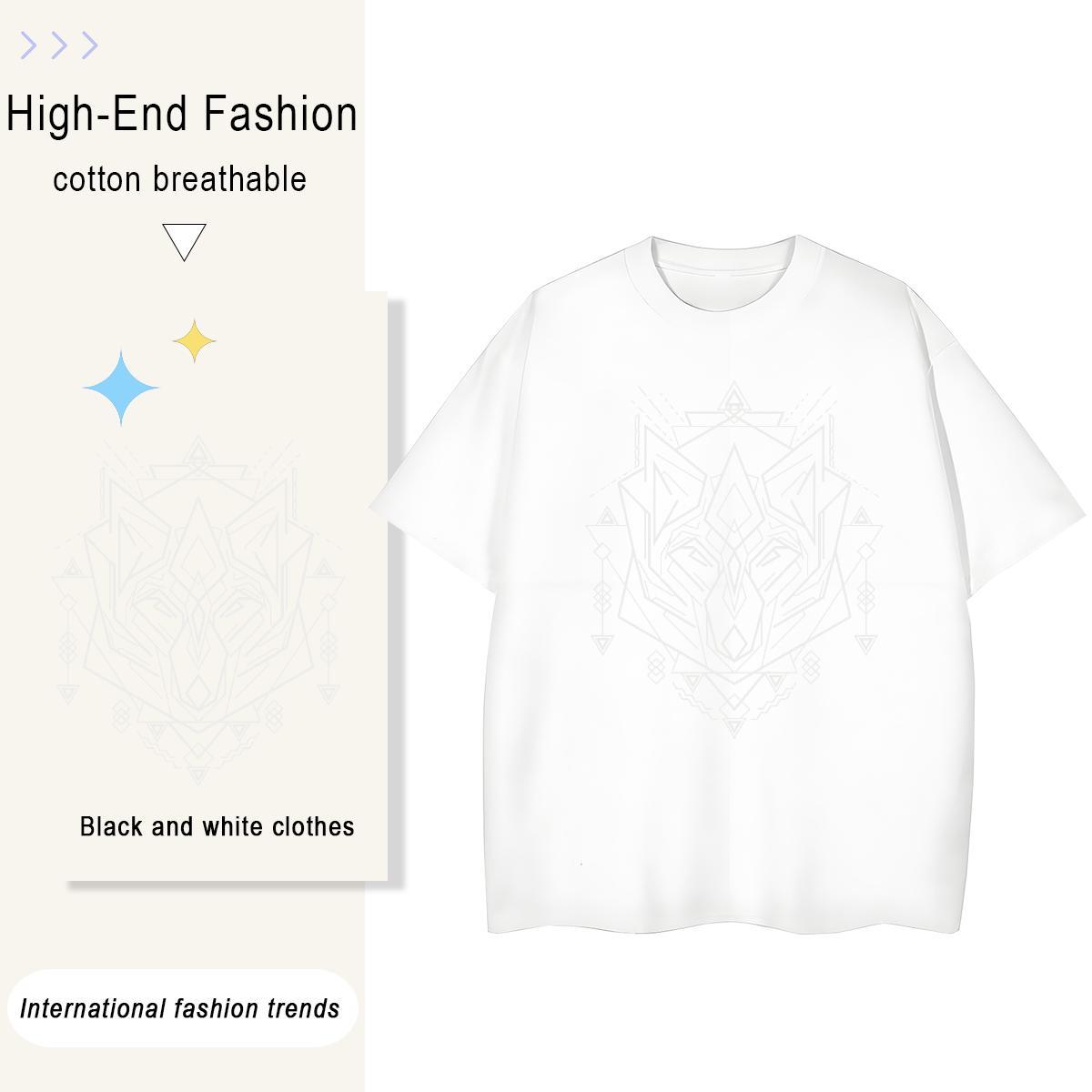 Loose fit Womens Tshirts 230g 100% Cotton Lines Street Wear T-Shirts for Women O Neck Short Sleeves Anime Tops Shirt